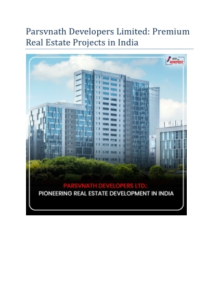Parsvnath Developers Limited: Premium Real Estate Projects in India
