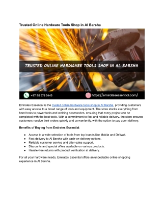 Trusted Online Hardware Tools Shop in Al Barsha