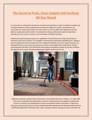 The Secret to Fresh, Clean Carpets and Furniture All Year Round