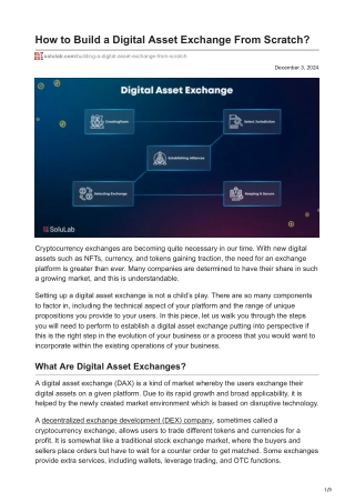 How to Build a Digital Asset Exchange From Scratch