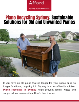 Piano Recycling Sydney Sustainable Solutions for Old and Unwanted Pianos