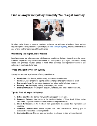 Find a Lawyer in Sydney_ Simplify Your Legal Journey