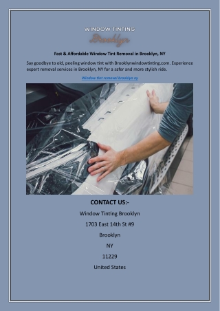 Fast & Affordable Window Tint Removal in Brooklyn, NY