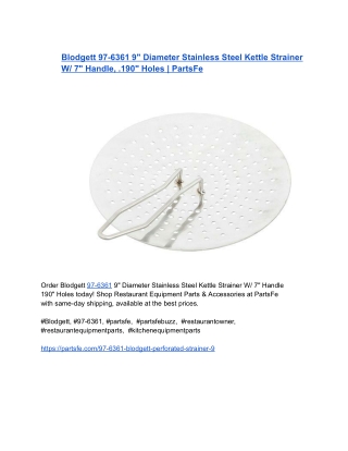 Blodgett 97-6361 9_ Diameter Stainless Steel Kettle Strainer W_ 7_ Handle,