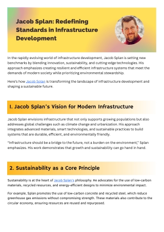 Jacob Splan Redefining Standards in Infrastructure Development
