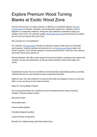 Explore Premium Wood Turning Blanks at Exotic Wood Zone