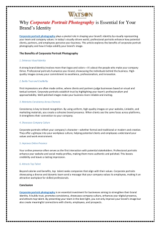 Why Corporate Portrait Photography is Essential for Your Brand