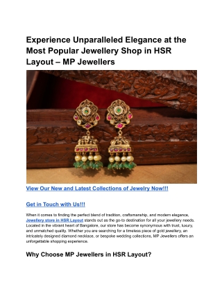 Experience Unparalleled Elegance at the Most Popular Jewellery Shop in HSR Layout – MP Jewellers (1)