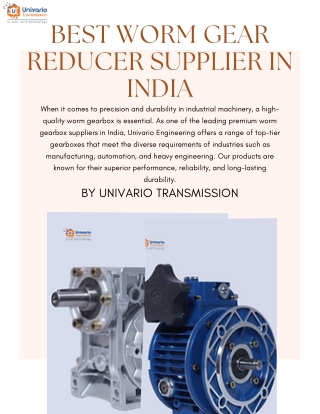 Premium Worm Gearbox Suppliers in India – Univario Engineering