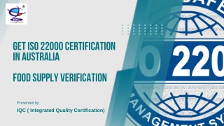 Get ISO 22000 Certification in Australia | Food Supply Verification