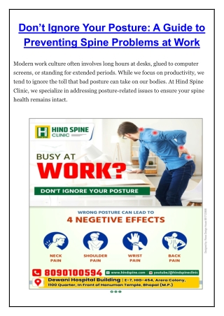 Don’t Ignore Your Posture A Guide to Preventing Spine Problems at Work Hind Spine Clinic