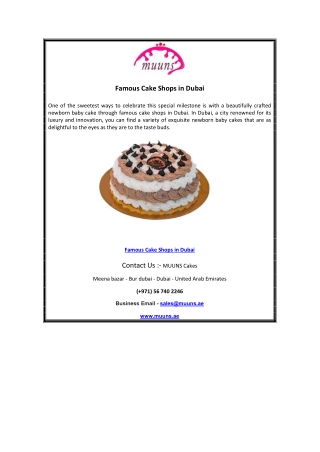 Famous Cake Shops in Dubai