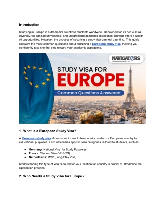 Europe Study Visa_ Frequently Asked Questions Answered