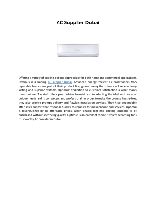 AC Supplier Dubai