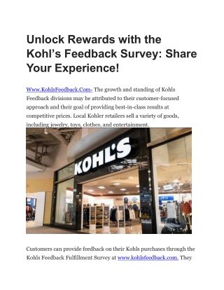 Unlock Rewards with the Kohl’s Feedback Survey: Share Your Experience!