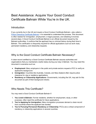 Best Assistance_ Acquire Your Good Conduct Certificate Bahrain While Residing in the UK