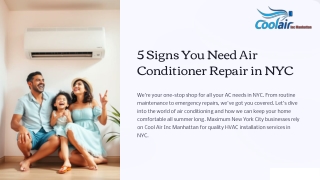 5 Signs You Need Air Conditioner Repair in NYC