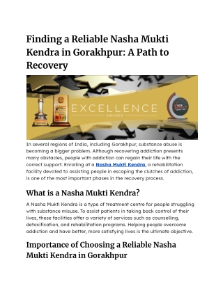 Finding a Reliable Nasha Mukti Kendra in Gorakhpur_ A Path to Recovery