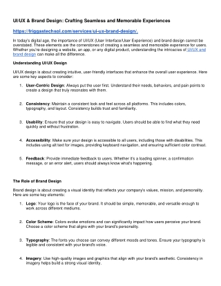 UI/UX & Brand Design: Crafting Seamless and Memorable Experiences