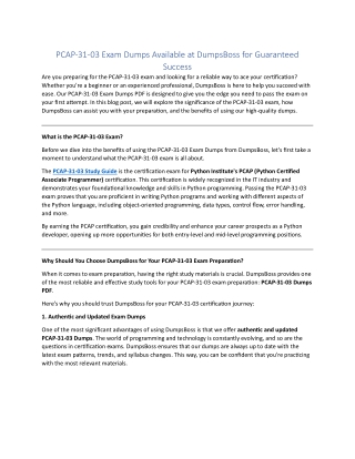 PCAP-31-03 Exam Dumps Complete Your Certification with DumpsBoss