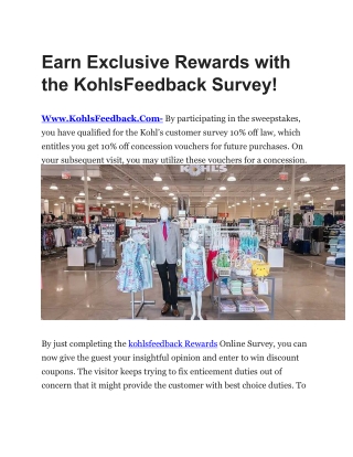 Earn Exclusive Rewards with the KohlsFeedback Survey!