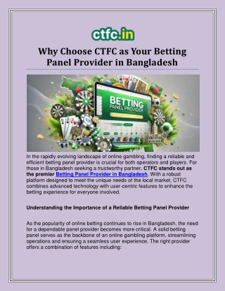 CTFC: Your No.1 Betting Panel Provider in Bangladesh