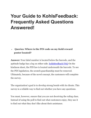 Your Guide to KohlsFeedback: Frequently Asked Questions Answered!