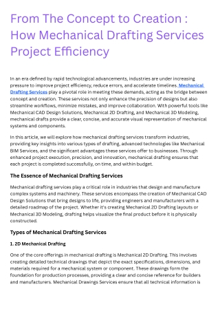 Effective Mechanical Drafting Services in California