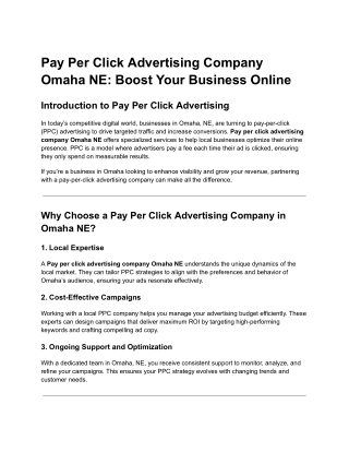 Pay per click advertising company Omaha NE