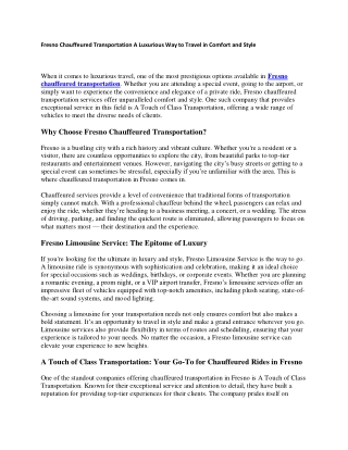 Fresno Chauffeured Transportation A Luxurious Way to Travel in Comfort and Style (1)