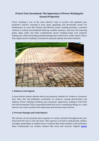Protect Your Investment The Importance of Power Washing for Syosset Properties