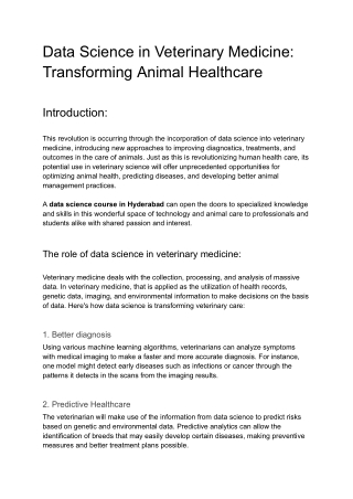 Data Science in Veterinary Medicine_ Transforming Animal Healthcare