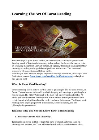 Learning The Art Of Tarot Reading
