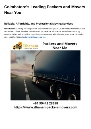 Packers and Movers near me