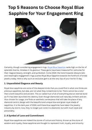 Top 5 Reasons to Choose Royal Blue Sapphire for Your Engagement Ring