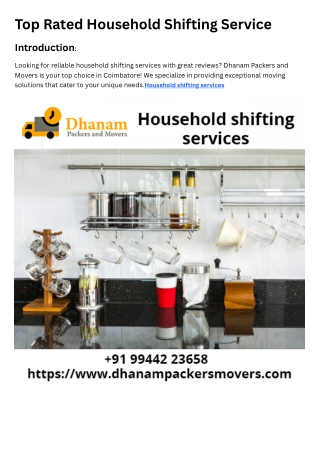 Household Shifting Services in Coimbatore House Shifting  with good reviews