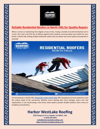 Reliable Residential Roofers in North Hills for Quality Repairs