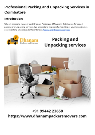 Packing and Unpacking services  Residential Packing and Unpacking
