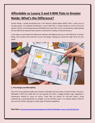 Affordable vs Luxury 3 and 4 BHK Flats in Greater Noida: What’s the Difference?