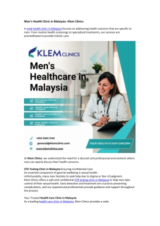 Men health clinic in malaysia