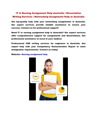 IT & Nursing Assignment Help Australia | Dissertation Writing Services | Network