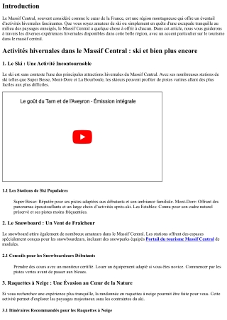 Activités hivernales dans le Massif Central : ski et bien plus encore