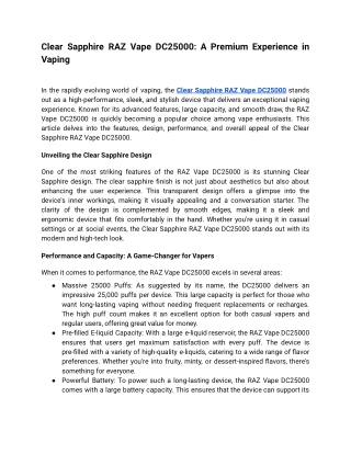 CLEAR SAPPHIRE RAZ VAPE DC25000