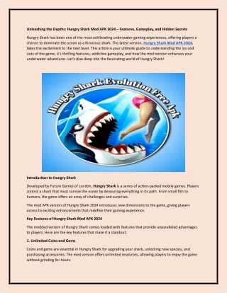 Unleashing the Depths: Hungry Shark Mod APK 2024 – Features, Gameplay
