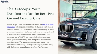 The Autocops: Your Destination for the Best Pre-Owned Luxury Cars
