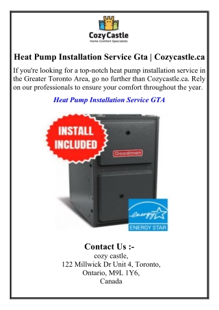 Heat Pump Installation Service Gta | Cozycastle.ca