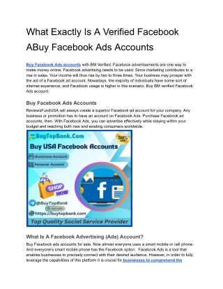 What Exactly Is A Verified Facebook ABuy Facebook Ads Accounts