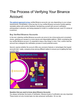 The Process of Verifying Your Binance Account_