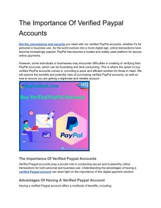 The Importance Of Verified Paypal Accounts