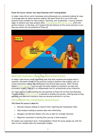 Training Basket - Best Power BI Training Institute